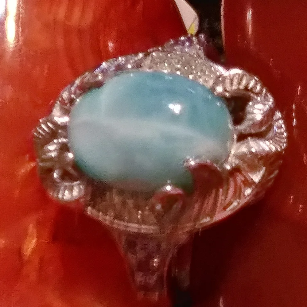 LARIMAR,TANZANITE & ZIRCON. SNAKE MOTIF. SOLID STERLING SIZE 9